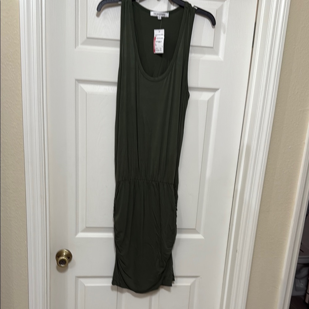 Chic Olive Green Ruched Dress